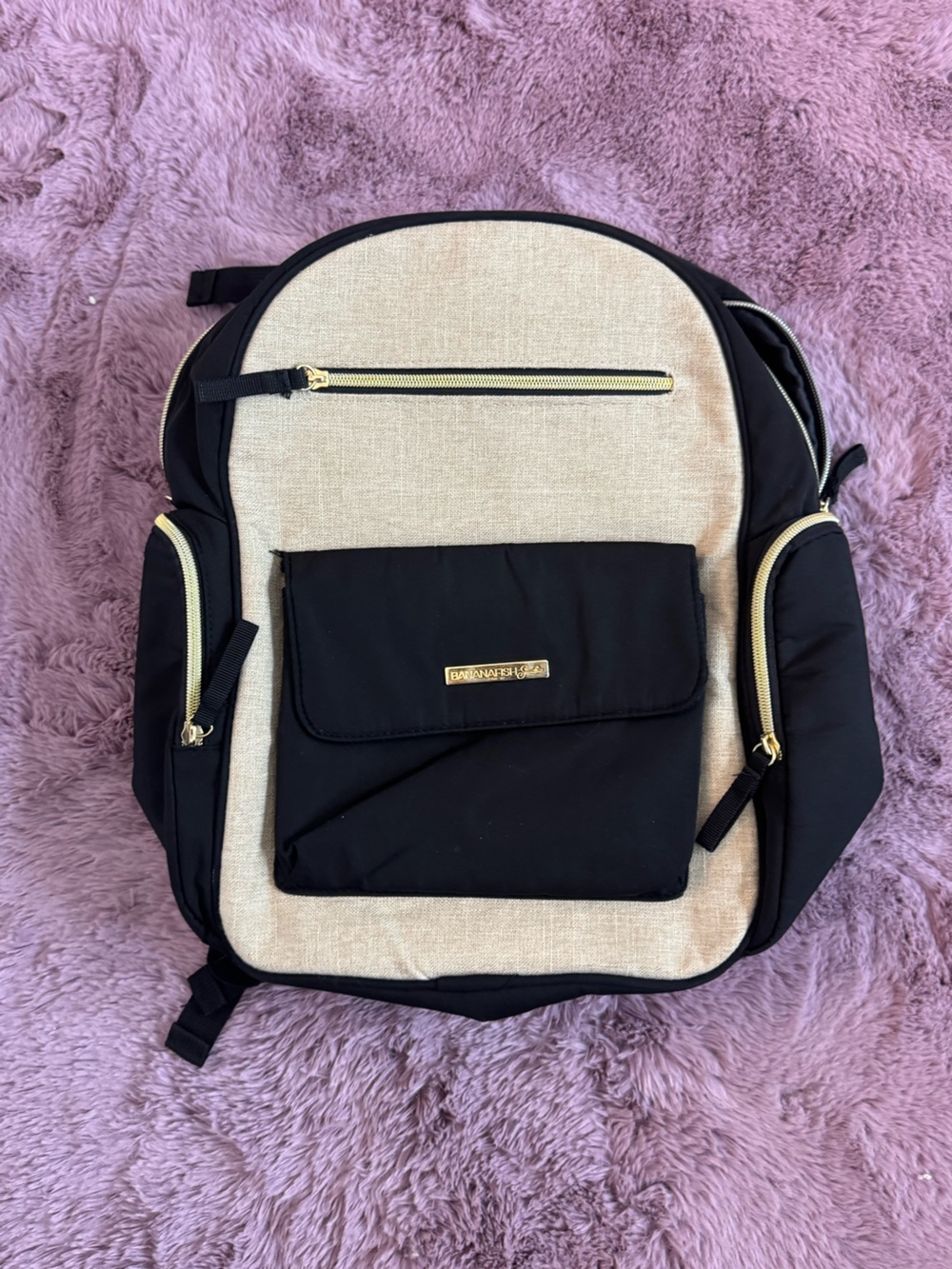 Banana Republic Black and Beige Convertible Backpack Diaper Bag